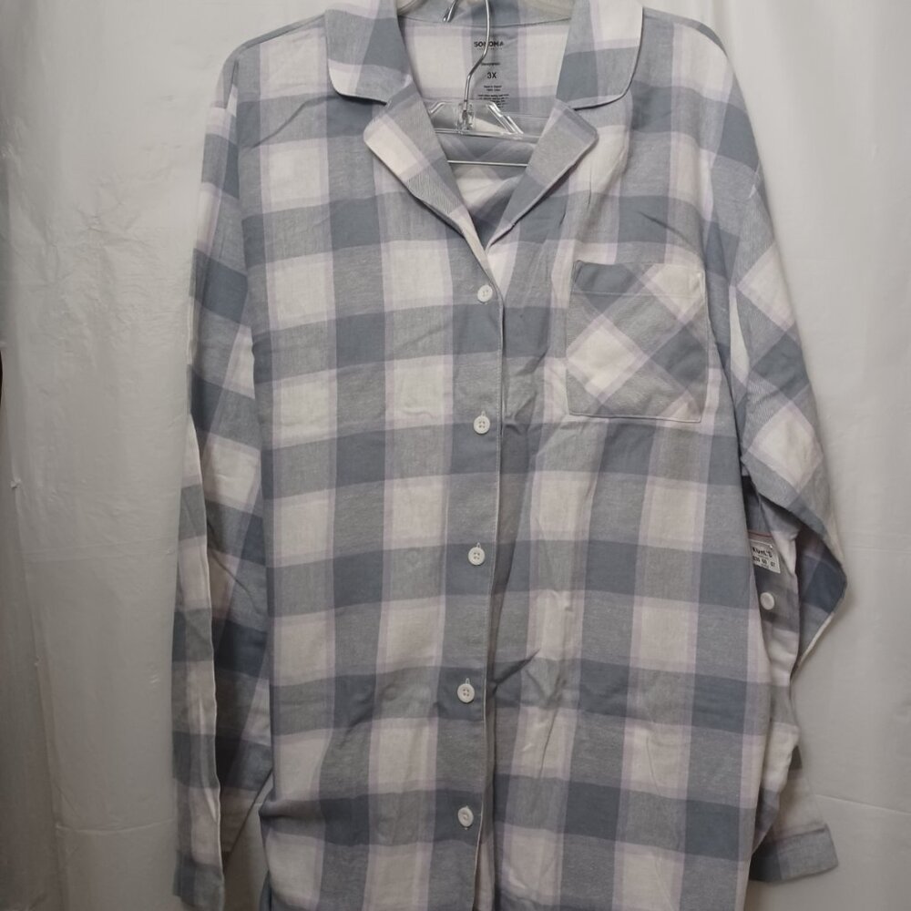PLUS SIZE SONOMA GOODS FOR LIFE 2-PC. PLAID FLANNEL TOP & PAJAMA PANTS SET